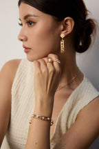 925 Sterling Silver Pearl Window Lattice Drop Earrings in silver and vintage gold natural pearl, product view 10