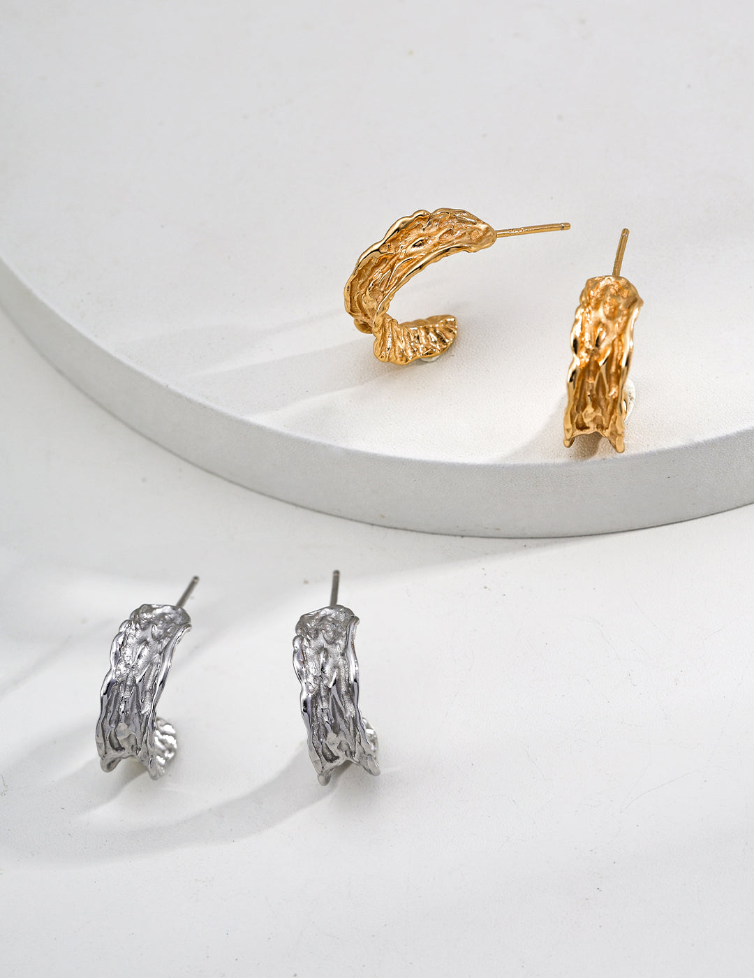 925 Sterling Silver Ribbed Wide Hoop Earrings, product view 7