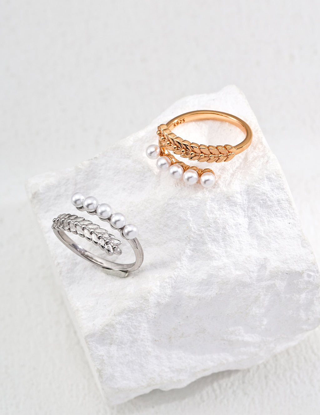 925 Sterling Silver Faux Pearl Ring, product view 7