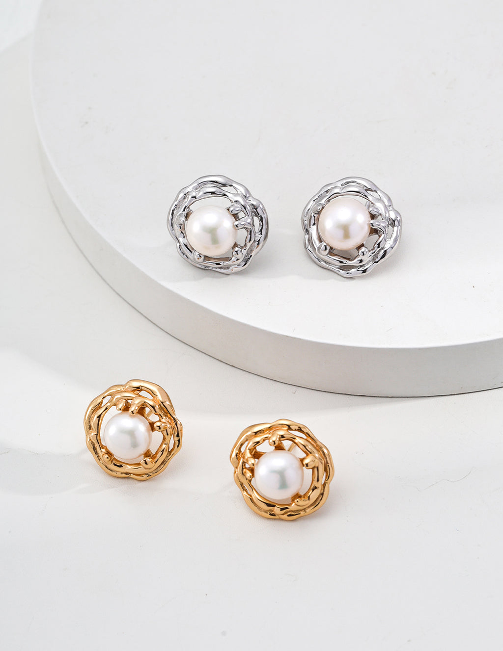 925 Sterling Silver Vintage Natural Pearl Earrings, product view 7