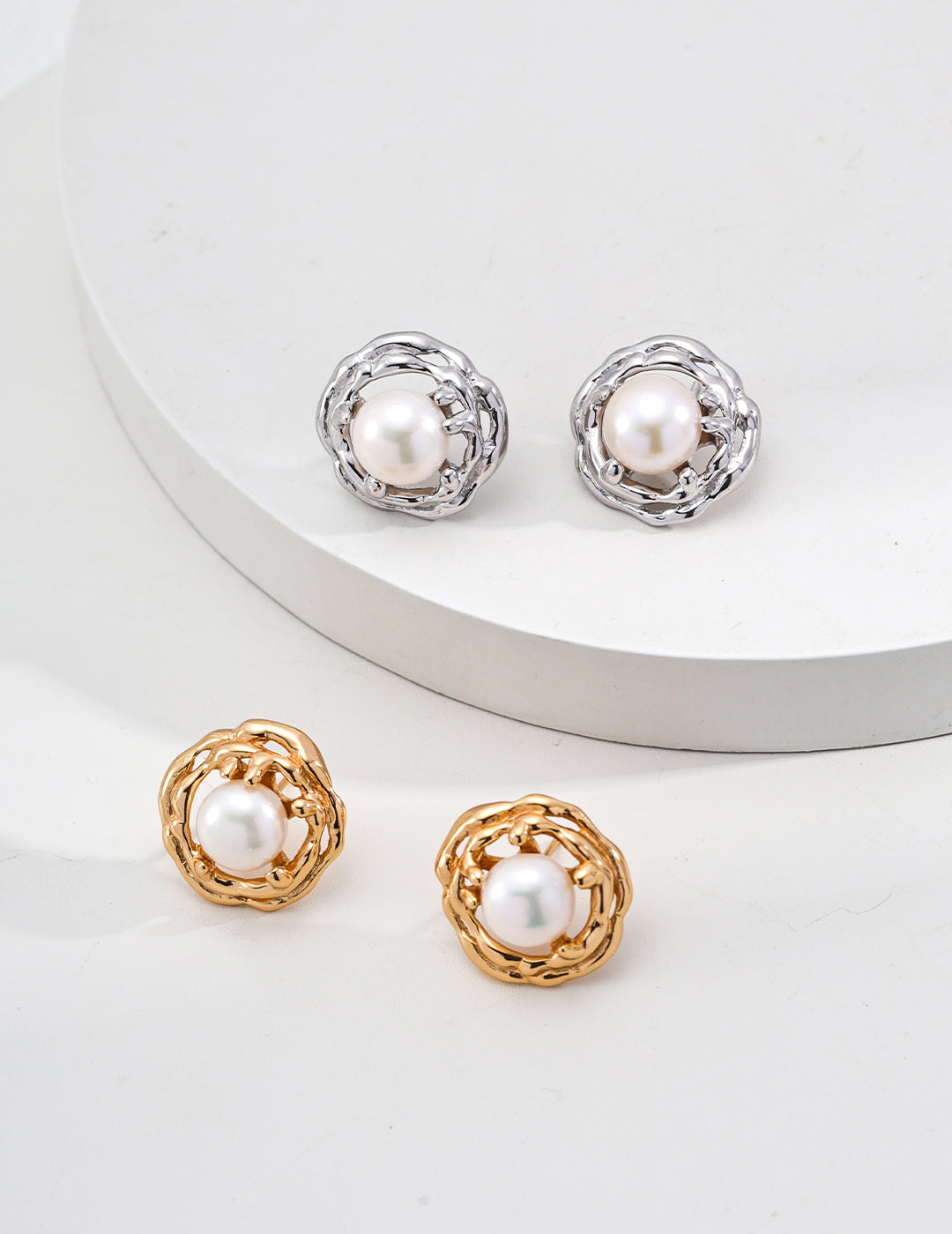 925 Sterling Silver Vintage Natural Pearl Earrings, product view 7