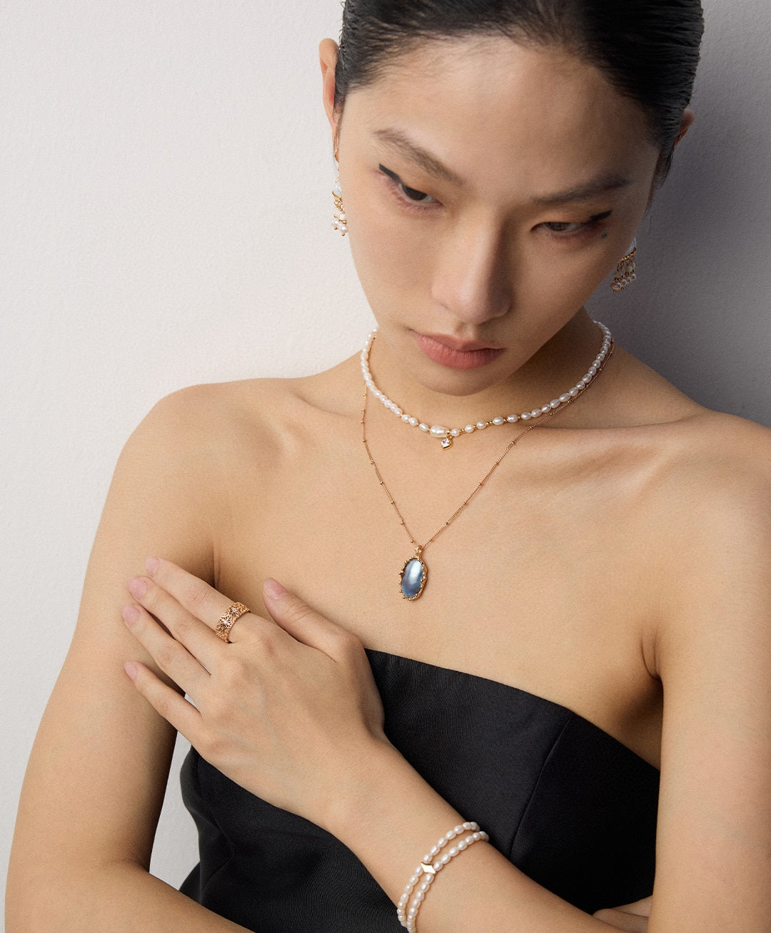 925 Sterling Silver Mabe Pearl Necklace, product view 12