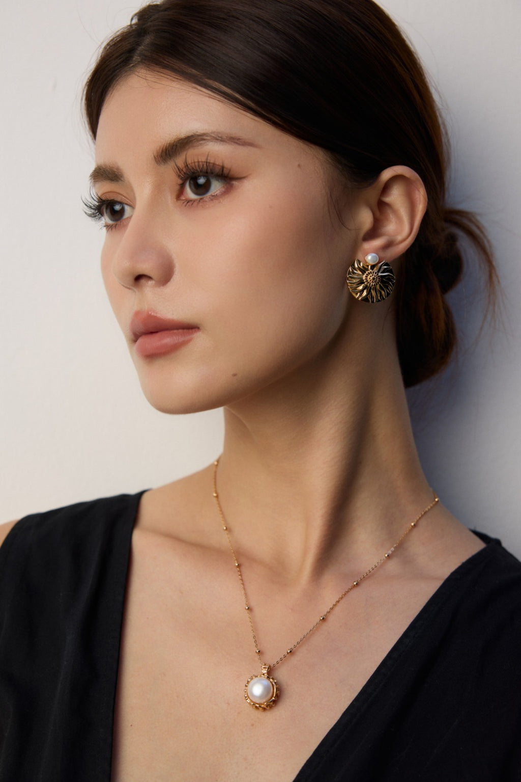 925 Sterling Silver Floral Natural Pearl Earrings, product view 8