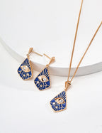 925 Sterling Silver Blue Enamel Cubic Zirconia Earrings in blue enamel and vintage gold, product view 11