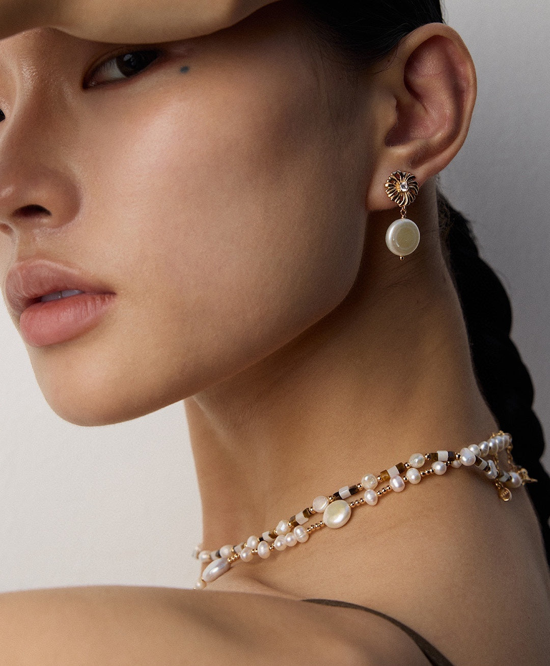 925 Sterling Silver Pearl, Mother of Pearl and Tiger’s Eye Necklace