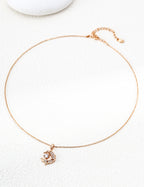 925 Sterling Silver Star Cubic Zirconia Necklace - Vintage Gold