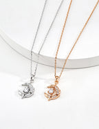 925 Sterling Silver Star Cubic Zirconia Necklace - Vintage Gold