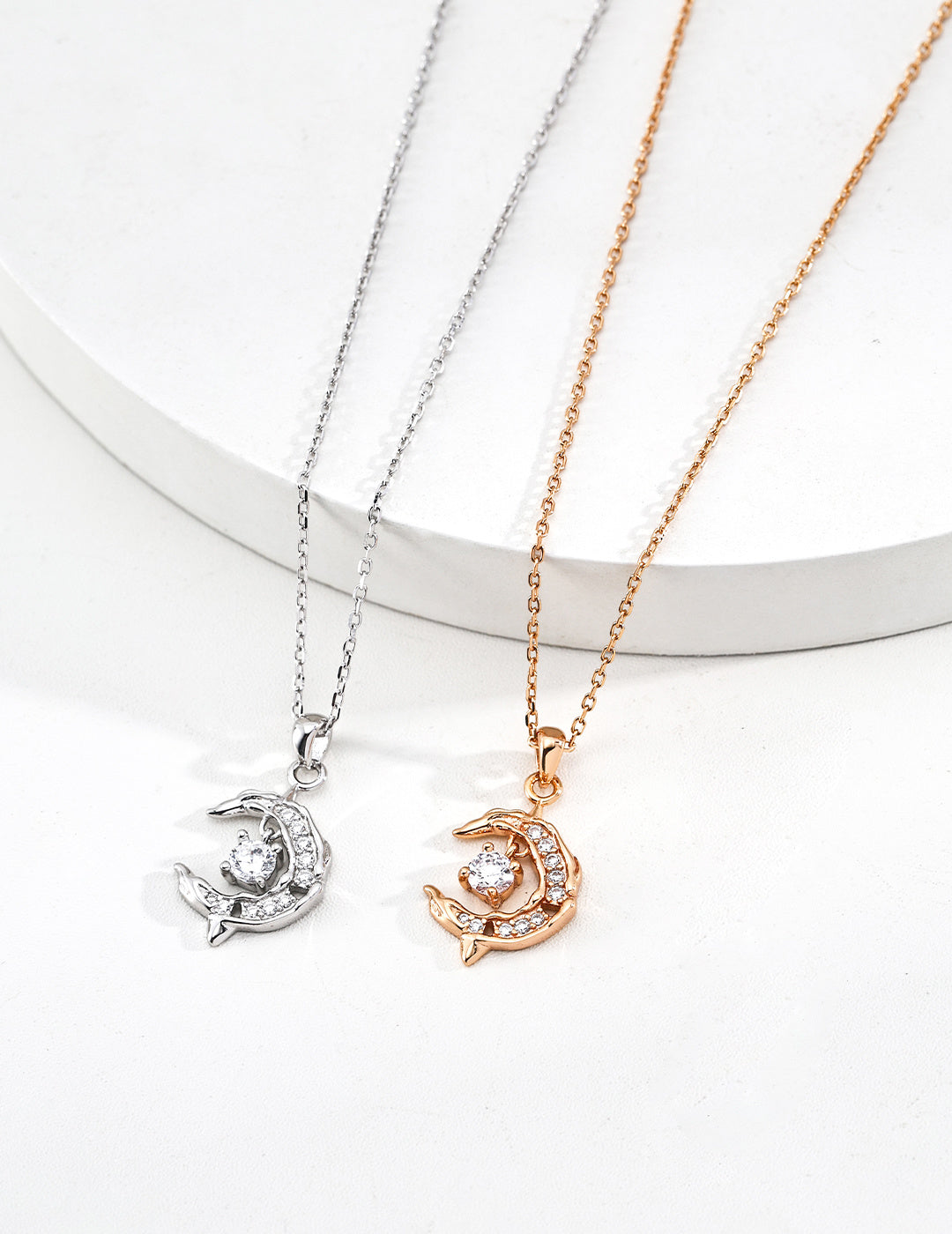 925 Sterling Silver Star Cubic Zirconia Necklace - Vintage Gold