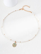 925 Sterling Silver Four-Leaf Pearl Pendant Necklace, side view