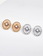 925 Sterling Silver Cubic Zirconia Earrings - Vintage Gold
