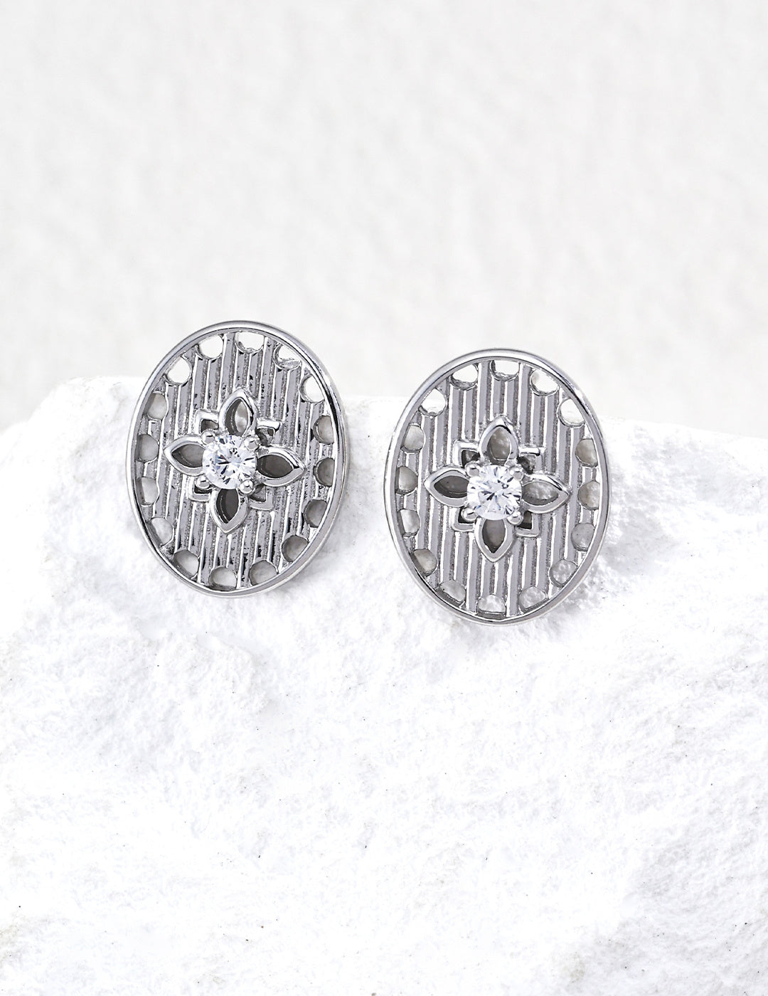925 Sterling Silver Cubic Zirconia Earrings - Vintage Gold