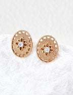 925 Sterling Silver Cubic Zirconia Earrings - Vintage Gold