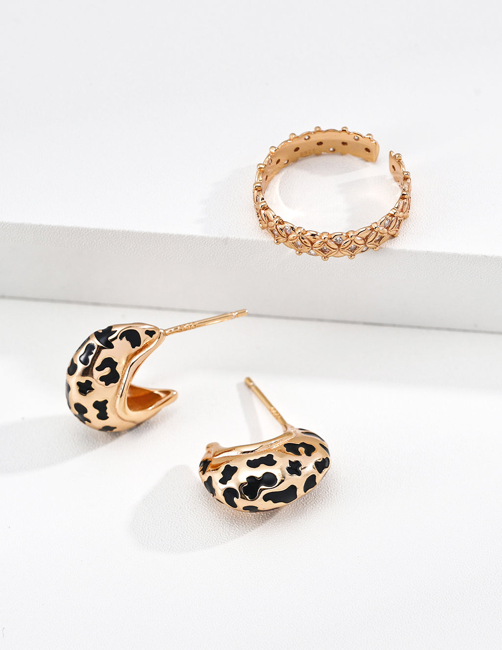 925 Sterling Silver Drip Glaze Earrings - Vintage Gold