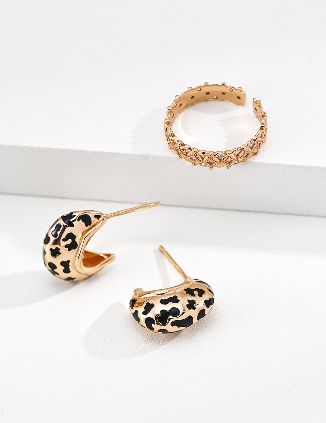 925 Sterling Silver Drip Glaze Earrings - Vintage Gold