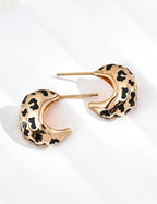 925 Sterling Silver Drip Glaze Earrings - Vintage Gold