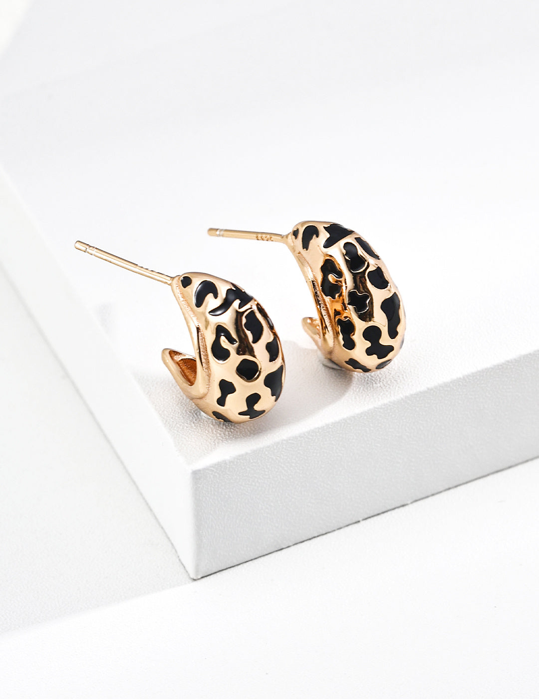 925 Sterling Silver Drip Glaze Earrings - Vintage Gold