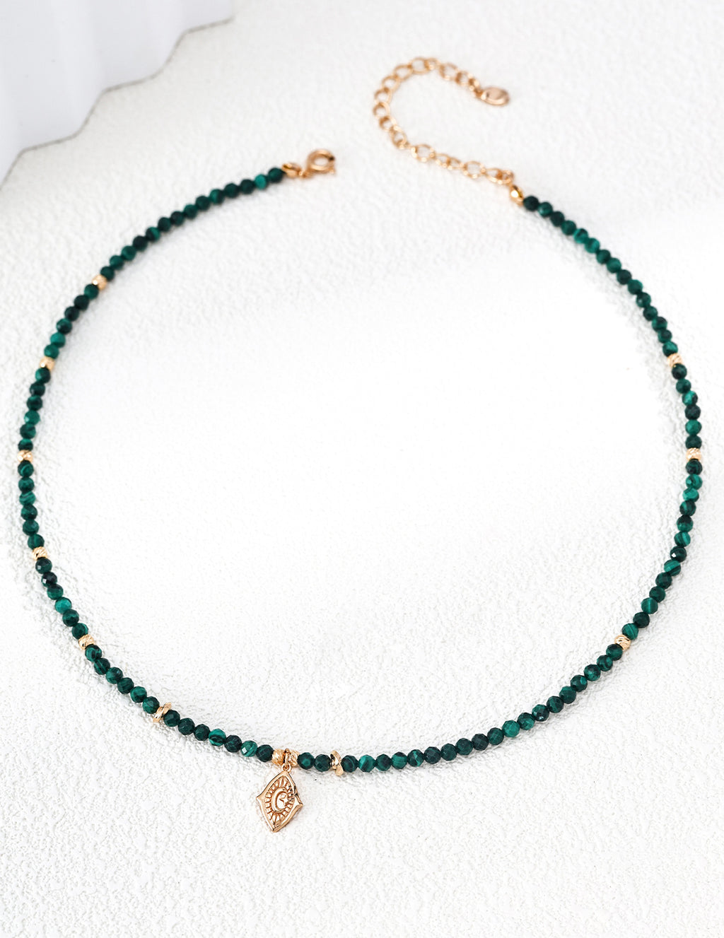925 Sterling Silver Malachite Necklace - Vintage Gold