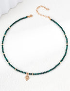 925 Sterling Silver Malachite Necklace - Vintage Gold