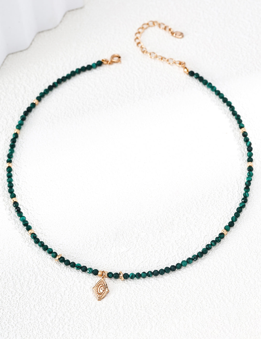 925 Sterling Silver Malachite Necklace - Vintage Gold