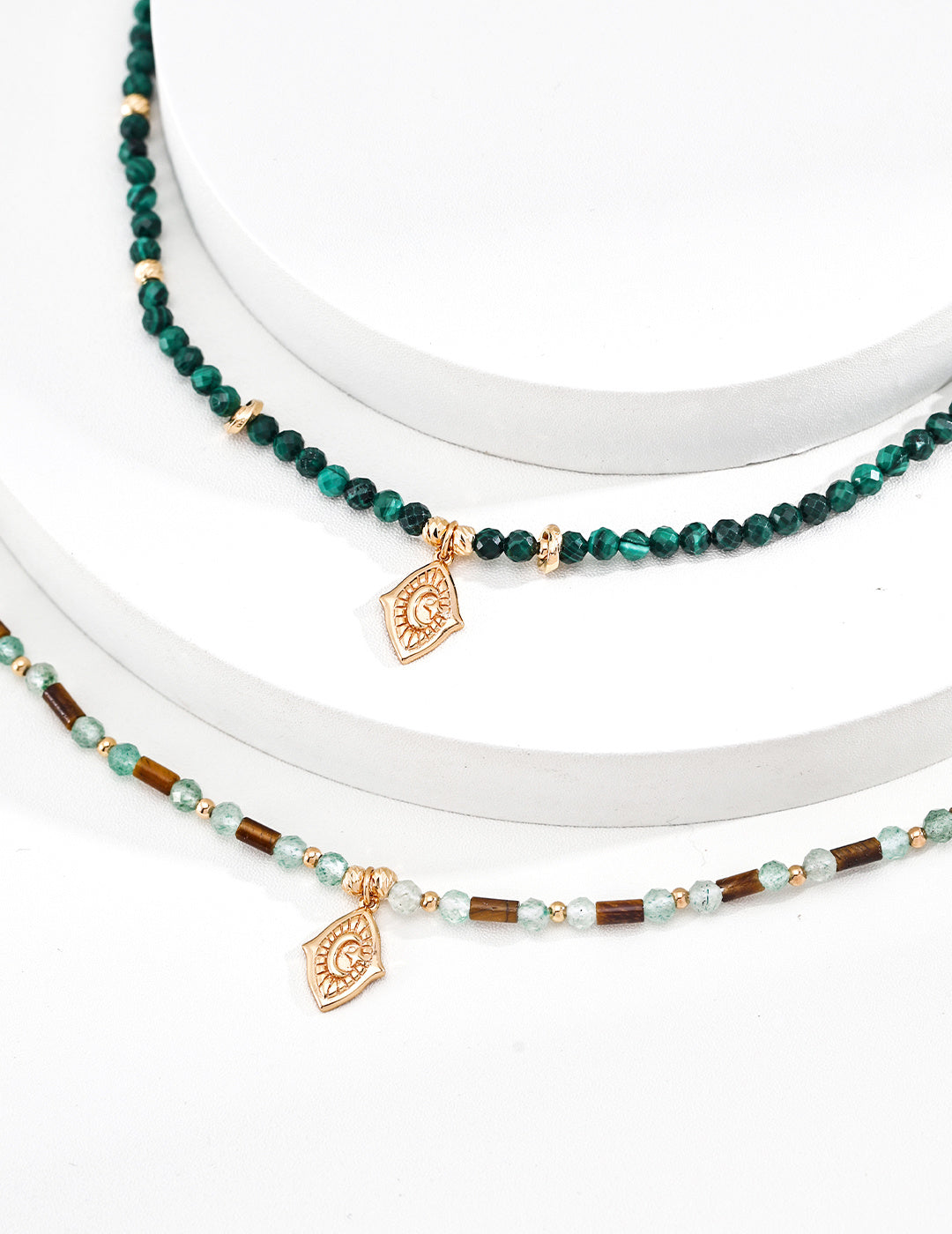 925 Sterling Silver Malachite Necklace - Vintage Gold