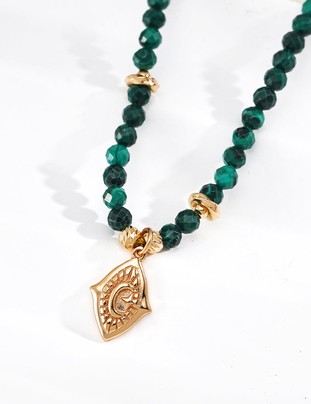 925 Sterling Silver Malachite Necklace - Vintage Gold