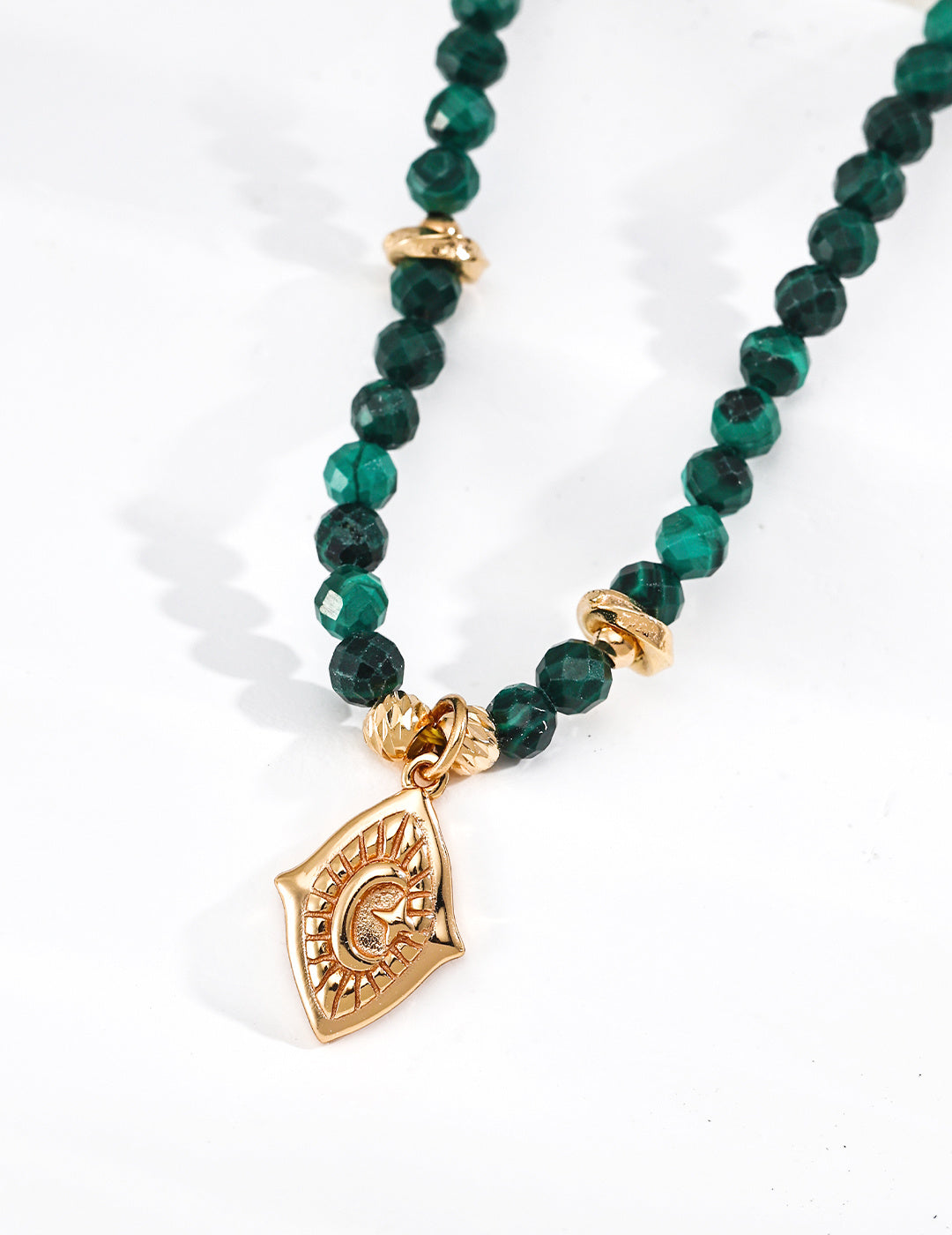 925 Sterling Silver Malachite Necklace - Vintage Gold