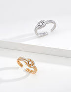 925 Sterling Silver Cubic Zirconia Ring - Vintage Gold