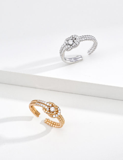 925 Sterling Silver Cubic Zirconia Ring - Vintage Gold