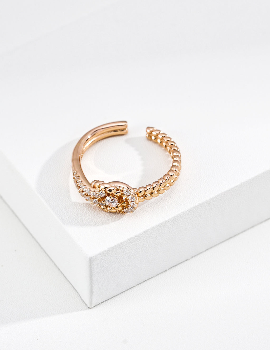 925 Sterling Silver Cubic Zirconia Ring - Vintage Gold