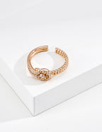 925 Sterling Silver Cubic Zirconia Ring - Vintage Gold