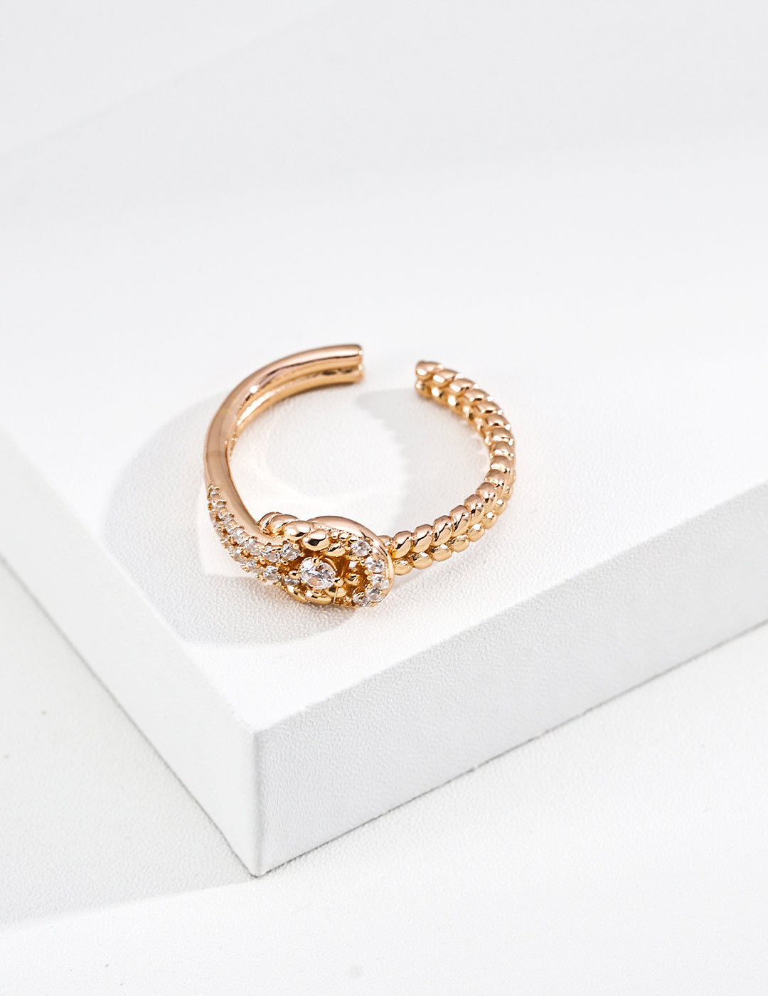 925 Sterling Silver Cubic Zirconia Ring - Vintage Gold