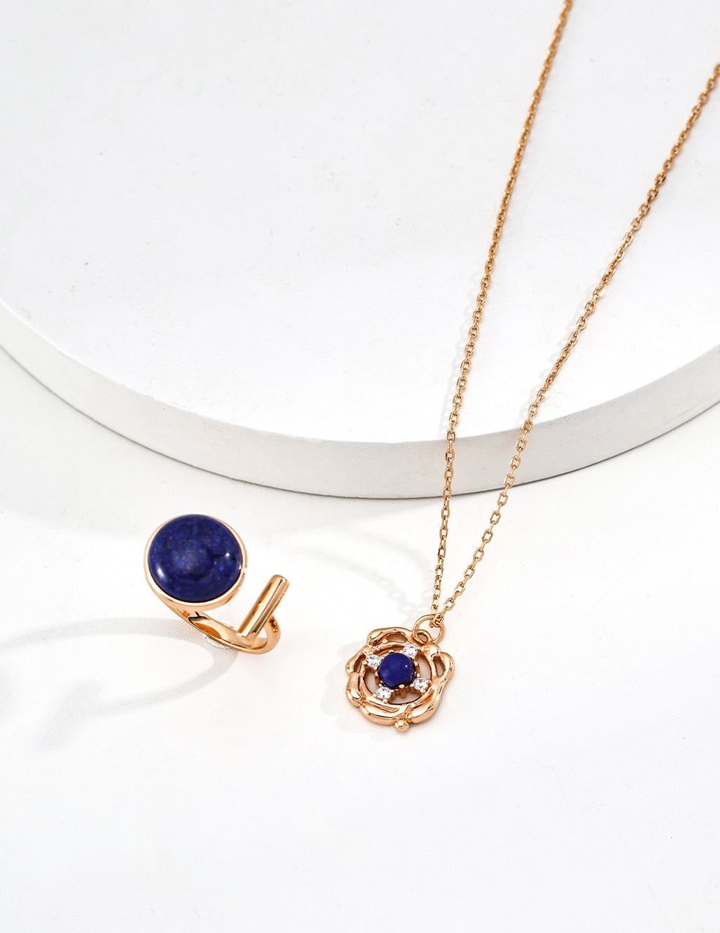925 Sterling Silver Lapis Lazuli, Tiger’s Eye and Cubic Zirconia Necklace - Vintage Gold