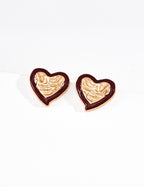 925 Sterling Silver 红色墨绿滴釉 Earrings - Vintage Gold