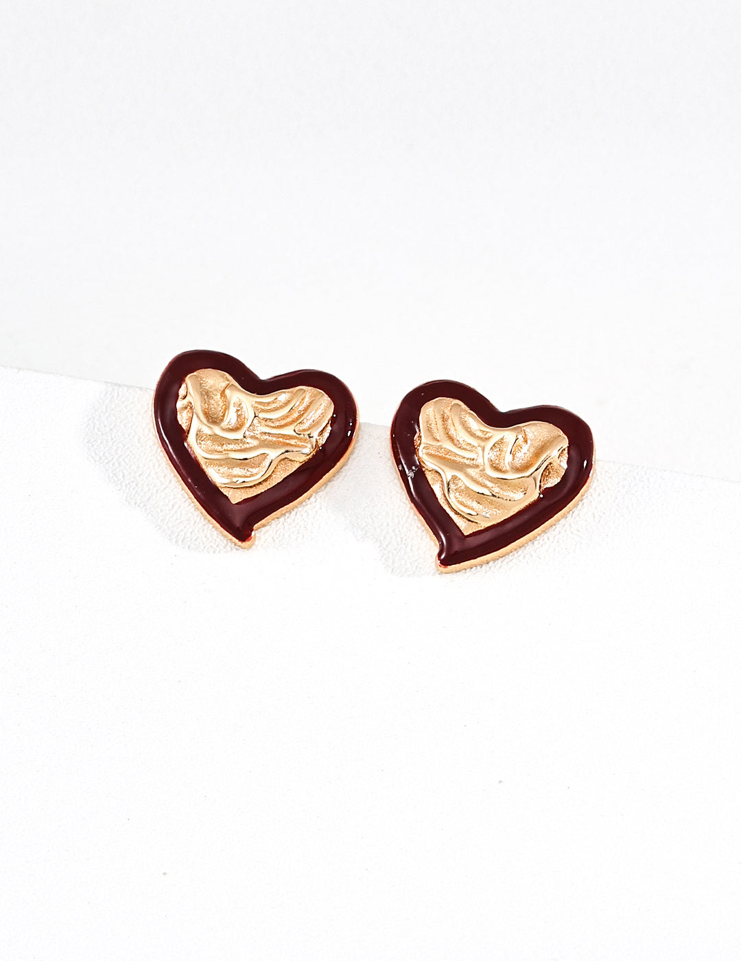 925 Sterling Silver 红色墨绿滴釉 Earrings - Vintage Gold