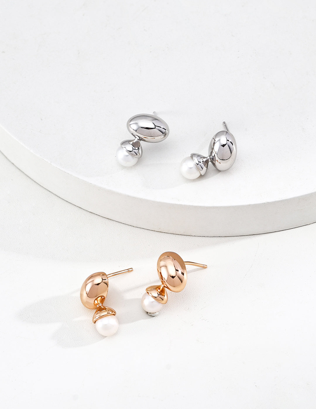 925 Sterling Silver Teardrop Natural Pearl Earrings - Vintage Gold