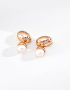 925 Sterling Silver Teardrop Natural Pearl Earrings - Vintage Gold