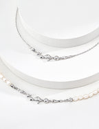 925 Sterling Silver Star Natural Pearl and Cubic Zirconia Necklace - Vintage Gold