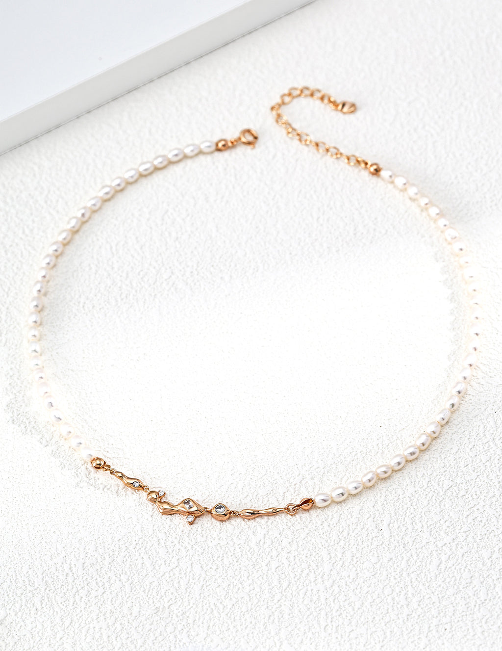 925 Sterling Silver Star Natural Pearl and Cubic Zirconia Necklace - Vintage Gold