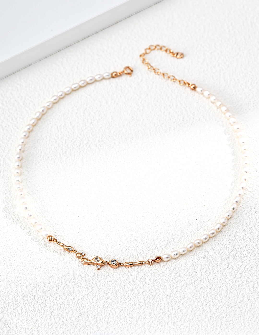 925 Sterling Silver Star Natural Pearl and Cubic Zirconia Necklace - Vintage Gold