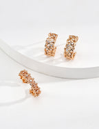 925 Sterling Silver Willow Cubic Zirconia Earrings - Vintage Gold