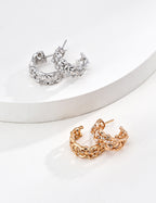 925 Sterling Silver Willow Cubic Zirconia Earrings - Vintage Gold
