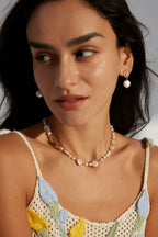 925 Sterling Silver Natural Pearl and Cubic Zirconia Necklace