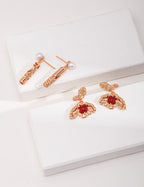 925 Sterling Silver Leaf Red Agate Earrings, product view 7