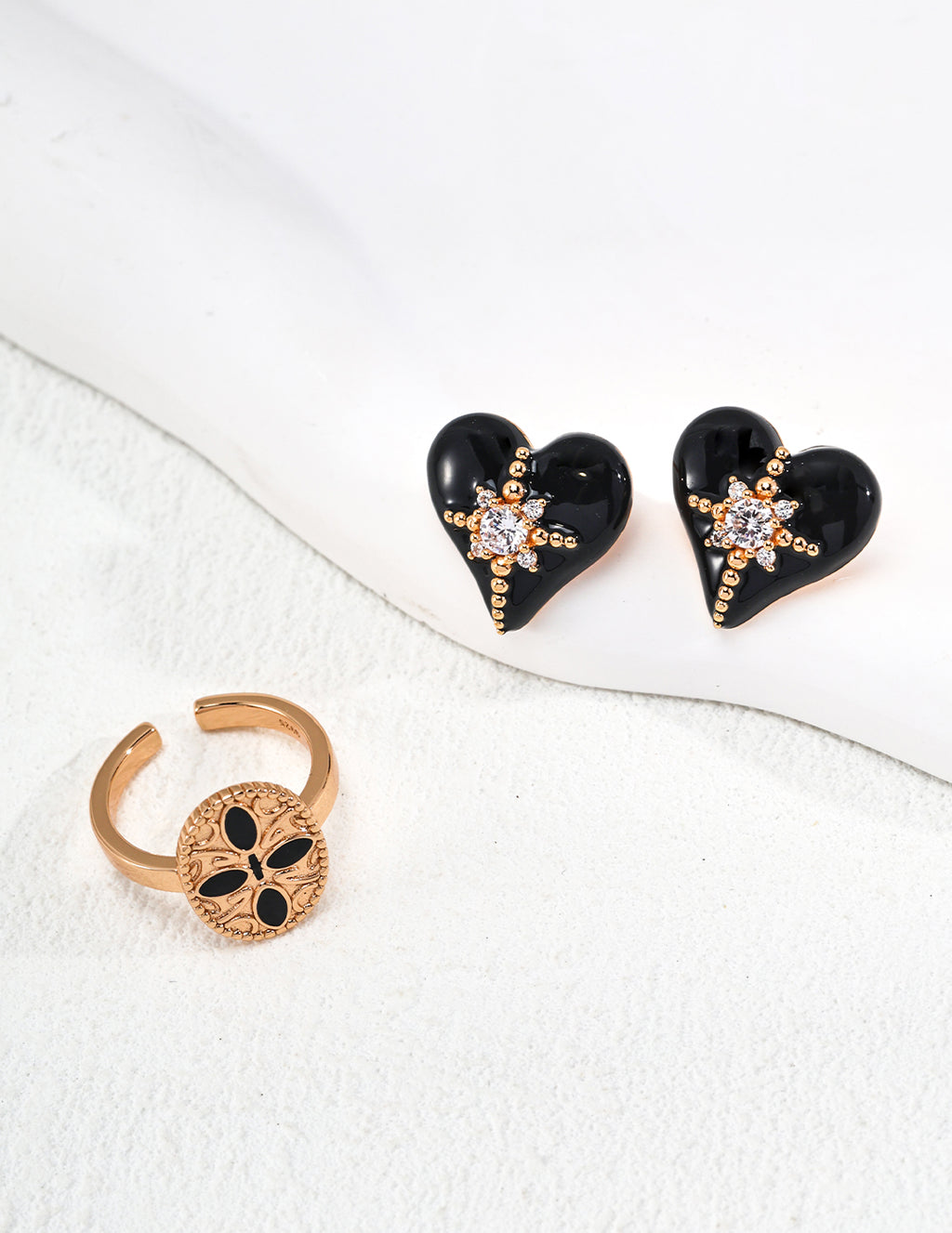 925 Sterling Silver Heart Drip Glaze and Cubic Zirconia Earrings, product view 7