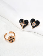 925 Sterling Silver Heart Drip Glaze and Cubic Zirconia Earrings, product view 7