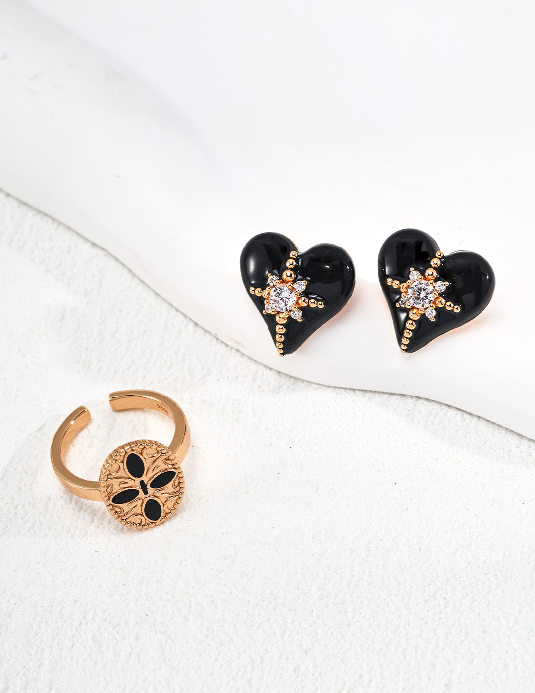 925 Sterling Silver Heart Drip Glaze and Cubic Zirconia Earrings, product view 7