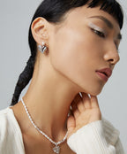 925 Sterling Silver Heart Natural Pearl Earrings, product view 9