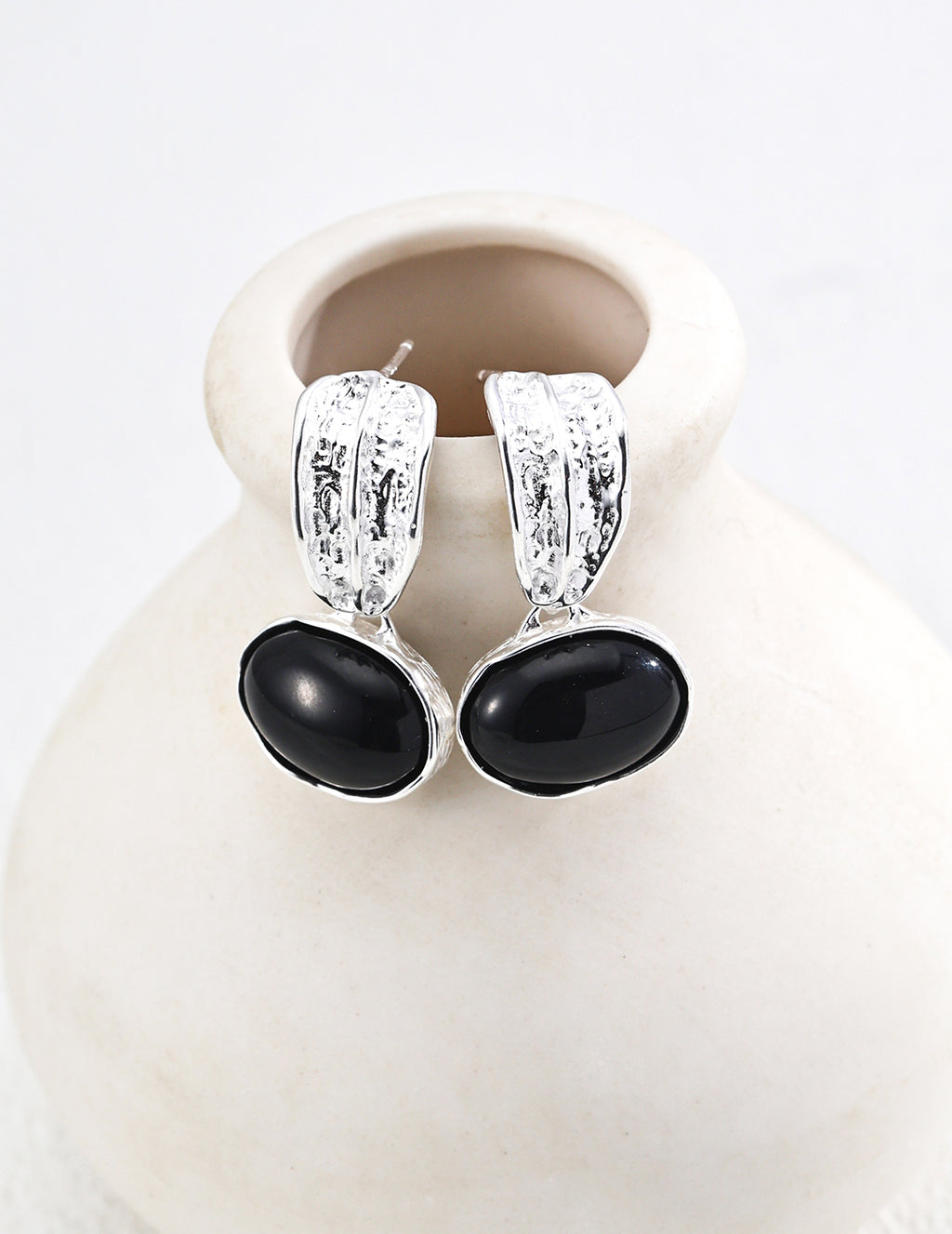 925 Sterling Silver Black Agate and Tiger’s Eye Earrings, product view 7