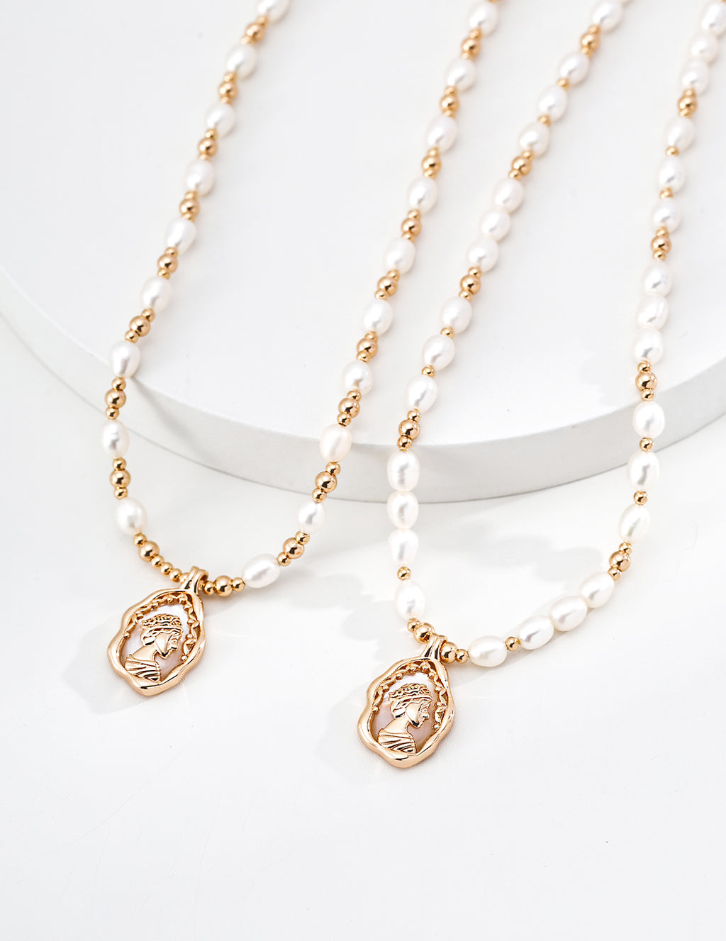 925 Sterling Silver Shell and Natural Pearl Vintage-Inspired Necklace