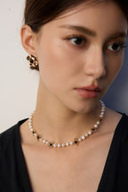 925 Sterling Silver Star Black Agate and Natural Pearl Necklace, product view 10